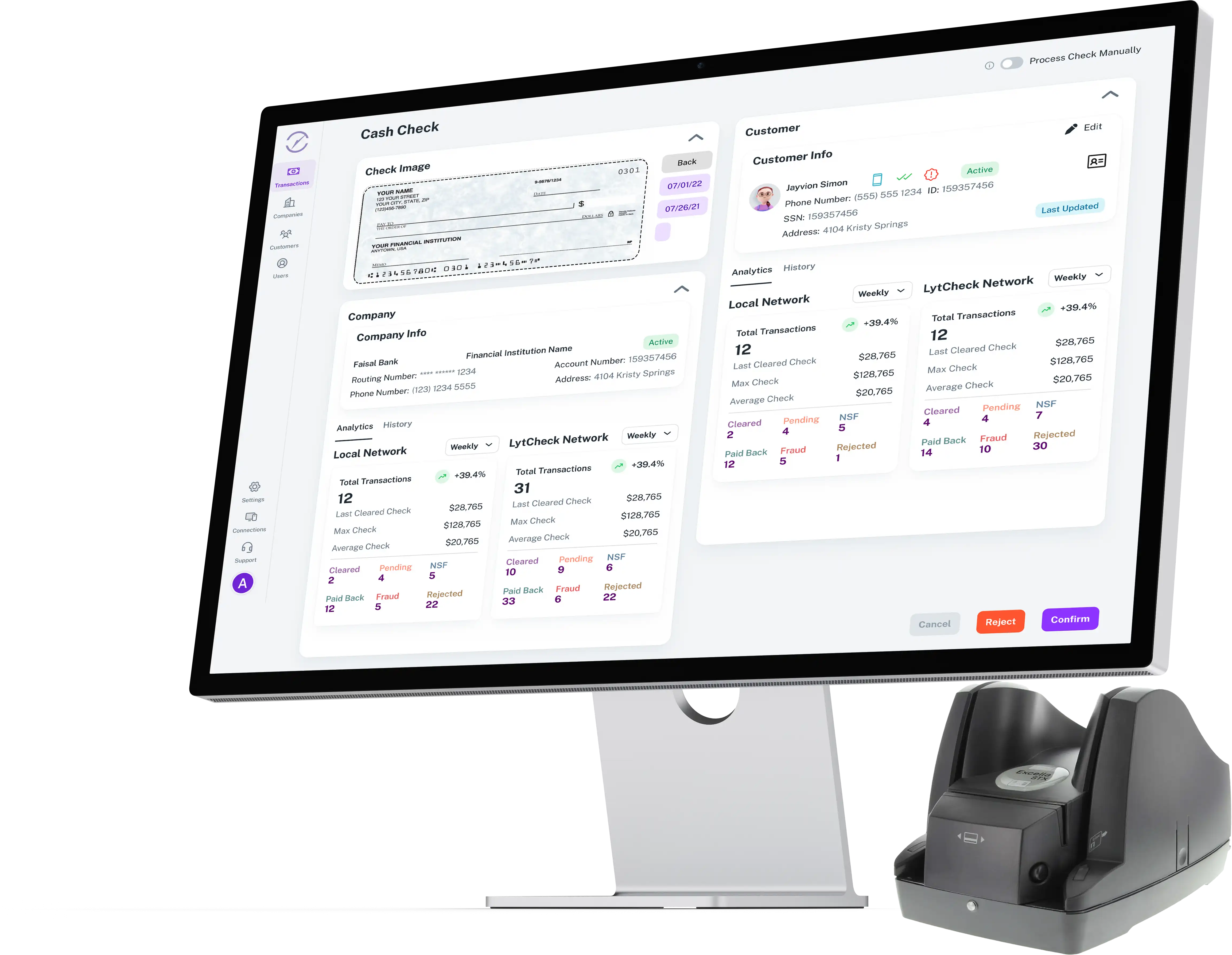 Secure LytCheck portal with encrypted customer records